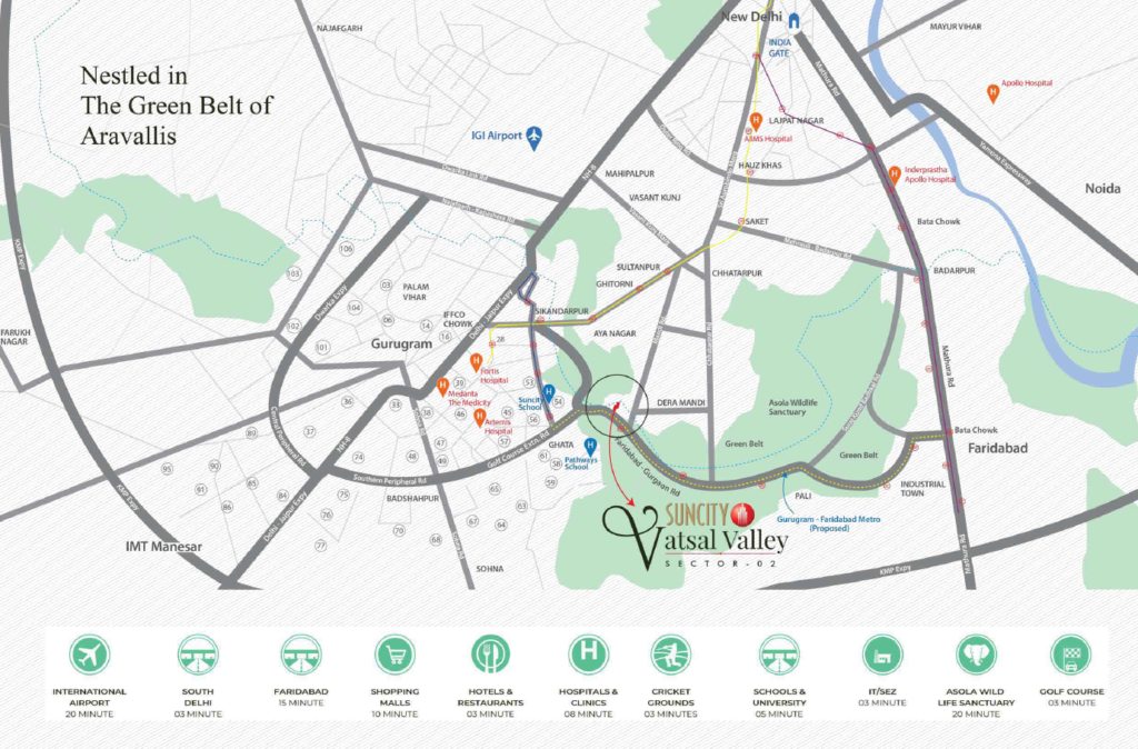 Suncity Vatsal valley location map